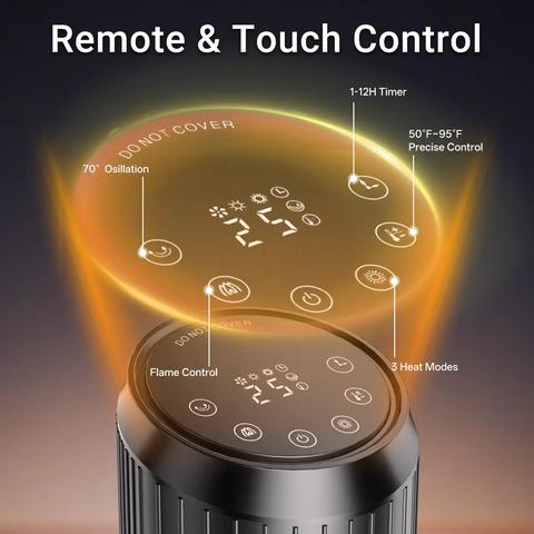 Dolaso 25" PTC Ceramic Tower Space Heater with Thermostat & Remote