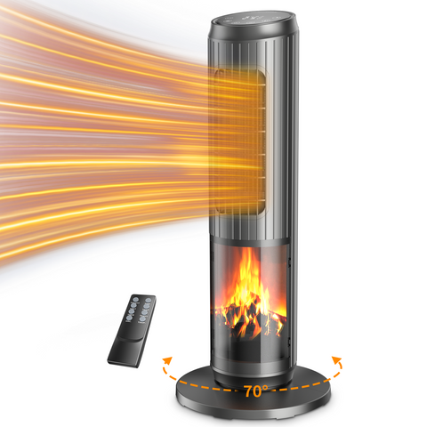 Dolaso 25" PTC Ceramic Tower Space Heater with Thermostat & Remote